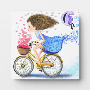 Girl on a Bike Plaque Romantische Liebe Fotoplatte