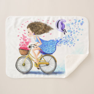Girl on a Bike Sherpa Blanket Romantische Liebe Sherpadecke
