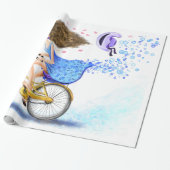 Girl on a Bike Wrapping Paper Romantische Liebe hö Geschenkpapier (Ungerollt)