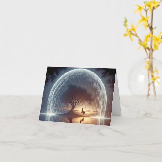 Girl on a Tree Swing Note Card Karte (Gelbe Blume)