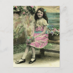 Girl on Bench Postkarte