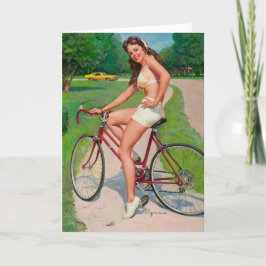 "Girl on Bicycle" Note Card Dankeskarte