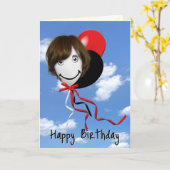Girl on Birthday Balloon Karte (Gelbe Blume)