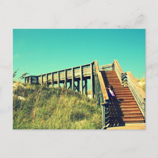 Girl on board walk, Florida Gulf Coast Beach Postkarte (Vorderseite)