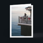 Girl on Pier, Beach Portrait Karte<br><div class="desc">Girl on Pier,  Beach Portrait Greeting Card. You can easily customize this product for free if you would like to add wording or change the color of the background.</div>