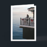 Girl on Pier, Beach Portrait Karte<br><div class="desc">Girl on Pier,  Beach Portrait Greeting Card. You can easily customize this product for free if you would like to add wording or change the color of the background.</div>