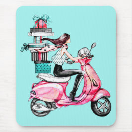 Girl on Scooter Mousepad