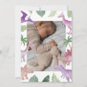 Girl One A Saurus Dinosaur 1st Birthday Invitation Einladung (Rückseite)