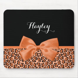 Girl Orange Black Jaguar Niedliches Band mit Namen Mousepad