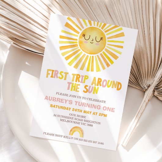 Girl Orange Erster Ausflug rund um die Sonne 1. Ge Einladung