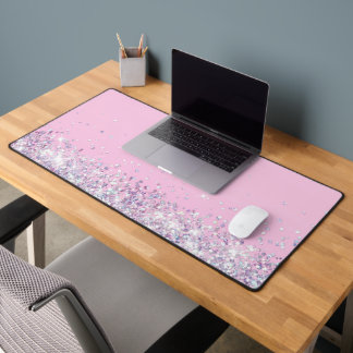 Girl Orchid Rosa und Glitzer Personalisiert Schreibtischunterlage