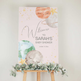 Girl Outer Space Baby Dusche Begrüßungszeichen Poster