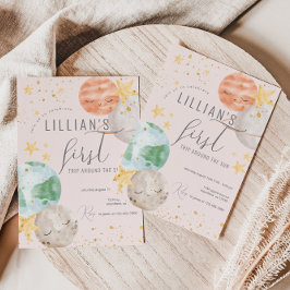 Girl Outer Space erster Geburtstag Einladung