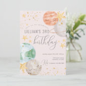 Girl Outer Space Geburtstagsparty Einladung (Stehend Vorderseite)