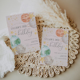 Girl Outer Space Geburtstagsparty Einladung