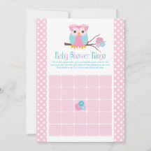 Girl Owl Baby Duschbingo Karten