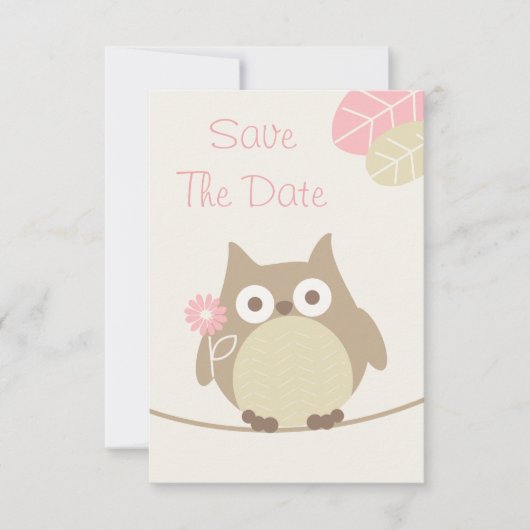 Girl Owl Babydusche Save the Date (Vorderseite)