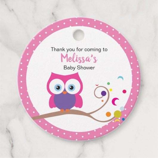 Girl Owl Pink Adorable Whimiscal Design Geschenkanhänger (Vorderseite)