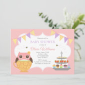 Girl Owl Tea Party Kinderdusche Einladung (Stehend Vorderseite)