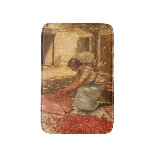 Girl Packing Cherries in der Provence (Frankreich) Badematte (Vorderseite Vertikal)