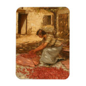 Girl Packing Cherries in der Provence (Frankreich) Magnet (Vertikal)