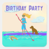 Girl Paddleboarder Party Einladung UAWG Sticker (Vorderseite)