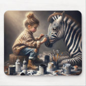 Girl Painting Stripes auf einem Zebra Mousepad (Vorne)