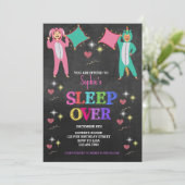 Girl Pajama Party, Sleepover Party, Slumber Geburt Einladung (Stehend Vorderseite)