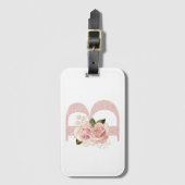 Girl Pale Rose Gold Glitzer Floral Monogram B Gepäckanhänger (Vorderseite Vertikal)