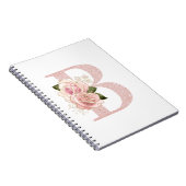 Girl Pale Rose Gold Glitzer Floral Monogram B Notizblock (Rechte Seite)
