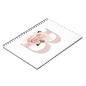 Girl Pale Rose Gold Glitzer Floral Monogram B Notizblock (Linke Seite)