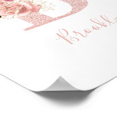 Girl Pale Rose Gold Glitzer Floral Monogram B Poster (Ecke)