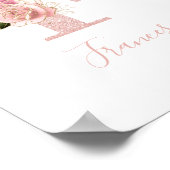 Girl Pale Rose Gold Glitzer Floral Monogram F Poster (Ecke)