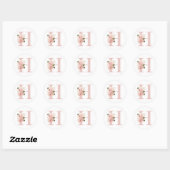 Girl Pale Rose Gold Glitzer Floral Monogram H Runder Aufkleber (Blatt)