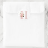 Girl Pale Rose Gold Glitzer Floral Monogram H Runder Aufkleber (Tasche)
