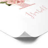 Girl Pale Rose Gold Glitzer Floral Monogram I Poster (Ecke)
