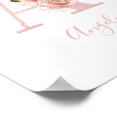 Girl Pale Rose Gold Glitzer Floral Monogramm A Poster (Ecke)