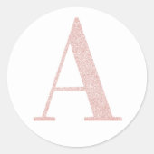 Girl Pale Rose Gold Glitzer Monogram A Runder Aufkleber (Vorderseite)