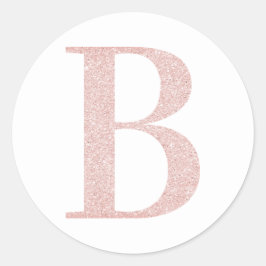 Girl Pale Rose Gold Glitzer Monogram B Runder Aufkleber