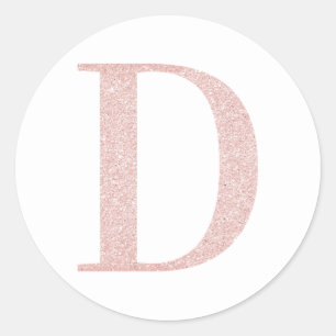 Girl Pale Rose Gold Glitzer Monogram D Runder Aufkleber