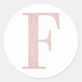 Girl Pale Rose Gold Glitzer Monogram F Runder Aufkleber