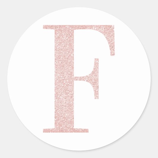 Girl Pale Rose Gold Glitzer Monogram F Runder Aufkleber (Vorderseite)