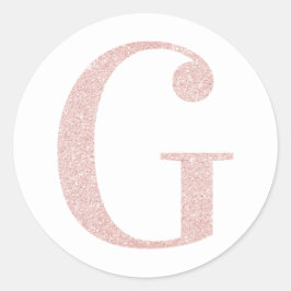 Girl Pale Rose Gold Glitzer Monogram G Runder Aufkleber
