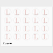 Girl Pale Rose Gold Glitzer Monogram L Runder Aufkleber (Blatt)