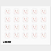 Girl Pale Rose Gold Glitzer Monogram M Runder Aufkleber (Blatt)