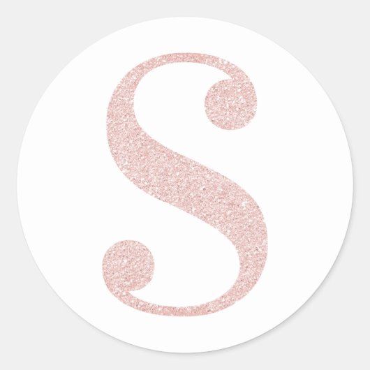 Girl Pale Rose Gold Glitzer Monogram S Runder Aufkleber (Vorderseite)