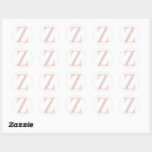 Girl Pale Rose Gold Glitzer Monogram Z Runder Aufkleber (Blatt)