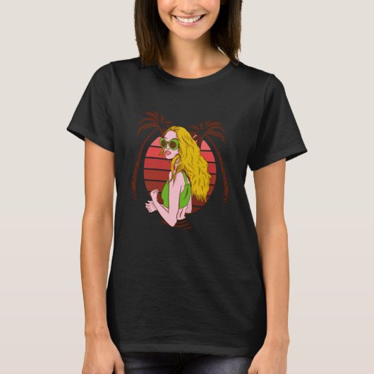 girl palms summer blonde T-Shirt (Vorderseite)