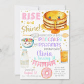 Girl pancakes and pajama birthday party invite. einladung (Vorderseite)