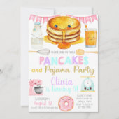 Girl pancakes and pajama birthday party invite. einladung (Vorderseite)